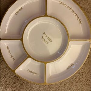 Gold and White Taco rotating Serving Platter